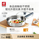 双立人（ZWILLING）平底锅无涂层煎锅抗黄不锈钢煎蛋牛排锅SILVER银光系列多用锅26cm