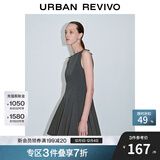 UR2025夏季新款女装格雷系蝴蝶结装饰无袖连衣裙UWG750079 深灰 XL