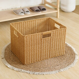 ken's大号收纳筐塑料藤编抽屉式整理篮带盖玩具收纳箱北欧 浅咖色49*35*31cm无盖