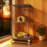 宠趣汇龙猫松鼠笼子柜笼超大号多层加密家用大别墅花枝鼠密袋鼬专用笼子 无轮2层【37_37_78】 基础款【托盘+爬梯+笼子】