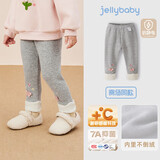 JELLYBABY[抑菌抗静电]女童加绒打底裤秋冬宝宝绣花保暖女小童裤子儿童长裤
