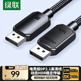 绿联DP线2.1版 16K60Hz8K240Hz4K高清支持360Hz80G DisplayPort2米 适用电脑显卡连接显示器兼容1.4