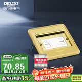 德力西（DELIXI）开关插座 金色带电话电脑掀盖式铜地插地板插座 DCT-F120G-T2T8