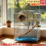 獒少保鸟笼鹦鹉专用鸟笼大号家用八哥鹦鹉笼子金属电镀加粗豪华鸟别墅 电镀银基础套餐 大号56*32*31cm