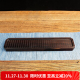 容山堂茗末黑檀木小茶盘整块实木雕刻竹编茶台壶承家用小号茶盘 黑檀木竹编干泡台-细水长流