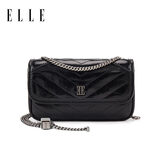 ELLE520女包新款翻盖链条斜挎百搭高级感单肩手机包生日礼物25636 黑色