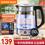 苏泊尔（SUPOR） 电水壶高硼硅玻璃家用电热水壶透明蓝光玻璃烧水壶开水壶 1.7L 【升级一键保温】