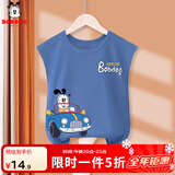 巴布豆男童夏装儿童背心夏季新款纯棉舒适透气男孩时尚百搭纯色坎肩衣服 牛仔蓝 敞篷巴布组合 160