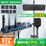 浪鲸恒温淋浴花洒套装钢琴花洒全套增压自洁沐浴器精铜浴室淋雨器 【枪灰恒温】智能数显 增压雨淋