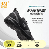 361°运动鞋男鞋秋冬季透气网面跑鞋黑色通勤轻质户外慢跑步鞋 曜石黑/烟灰【透气网布】 42