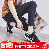 ZHR休闲鞋女精选牛皮舒适百搭女鞋 经典INS潮拼色运动鞋女 韩版时尚轻便透气鞋子女 AK60 黑色 36