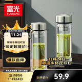 富光玻璃杯双层带茶隔大容量水杯 高档商务泡茶杯 高硼硅杯子500ml