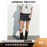 UR【明星同款】UR2025春季新款女装水洗休闲时髦牛仔短裤UYY850101 蓝色 (偏短) 26