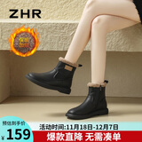 ZHR雪地靴女冬加绒软厚底马丁靴复古百搭短靴保暖棉鞋女EH36A黑色 37