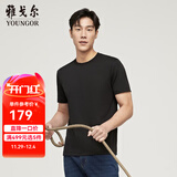 雅戈尔（YOUNGOR）短袖T恤男圆领水柔棉升级版丝柔棉透气舒适精致工艺T恤100%棉面料 VSPC533094AYA黑色 M