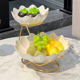 蕊顺双层水果盘欧式果盘客厅家用零食盘下午茶点心架创意糖果盘 欧式炫白果盘