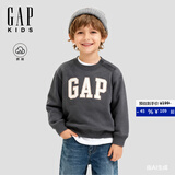 盖璞【大小童同款】男女童2025秋季新款logo抓绒卫衣儿童装829305 黑灰色 160 /76(14岁以上)