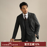 CULTUM精纺羊毛那不勒斯意式西服套装男正装免烫结婚礼服商务西装三件套 深灰色三件套裤子尺码可自行备注 170A /48A