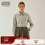 Teenie Weenie小熊女装秋季简约风磨毛格纹衬衫复古学院风长袖衬衣 绿色 L (170)