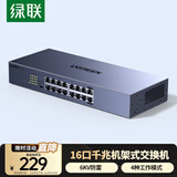 绿联16口千兆交换机 企业级交换器机架式 工程监控网络分线转换器 家用网线分流器VLAN划分75289