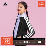 adidas男女大童休闲舒适长袖套装儿童秋季新款阿迪达斯官方轻运动 黑色/白色   152