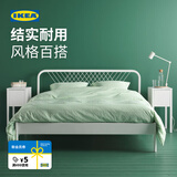 宜家（IKEA）NESTTUN奈斯顿铁艺床铁床床架双人床加厚简约卧室出租房 床架白色/鲁瑞0.9x2m