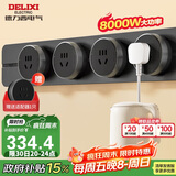 德力西（DELIXI）轨道插座 升级新款无界 壁挂式导轨插座80厘米轨道+4个五孔玄铁灰