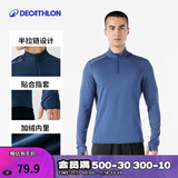 迪卡侬（DECATHLON）冬季内搭速干长袖t恤男训练服运动速干衣健身跑步上衣RUNM 暗夜蓝（速干薄绒款） M