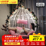 乐系（LEXI） 吊椅双人鸟巢秋千吊篮家用室内阳台吊兰户外吊床藤椅摇篮椅躺椅 单人白色细藤 静音款