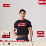 Levi's李维斯情侣美式宽松印花时尚简约舒适潮流纯棉圆领短袖T恤 黑色 002A0-0001 L
