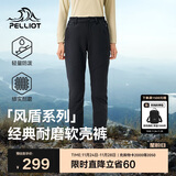 伯希和（Pelliot）【风盾】冲锋软壳裤女冬季保暖抓绒裤防风高弹长裤男125107018黑L