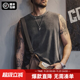 马登工装美式复古硬汉做旧背心男纯棉运动健身打底坎肩男士无袖T恤夏 旧炭黑 【砍袖/外穿/摇滚背心】 3XL