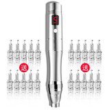YISUER 纳米电动微针导入仪器微晶家用mts中胚精华原液修复祛痘印痘 坑 银色+20枚头默认圆晶 其它备注