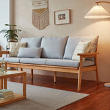 林氏家居实木沙发客厅新中式小户型胡桃色原木风可选直排简约冬夏沙发PK4K 【原木色|灰】2.11m三人位