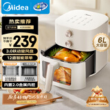 美的（Midea）空气炸锅免翻面 2025年新款可视大视窗经典旋钮 实用大容量家用小家电6L  2.0金属内腔KZE6086