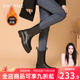 达芙妮官方马丁靴女加绒2025秋冬爆款烟筒靴子女英伦风中筒切尔西女靴 黑色加绒（中筒-5cm跟高） 37