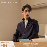 TOMMY HILFIGER秋冬男装纯棉商务休闲通勤纯色立领拉链开衫针织毛衣外套 藏青色FAP M （推荐：135-150斤）
