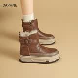 DAPHNE达芙妮厚底加绒雪地靴女2026新款冬季加厚保暖休闲百搭时尚短靴