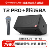 musiccube音乐骑士【2025新款】T2pro 户外弹唱演出K歌表演玩乐器蓝牙便携式线阵音响 【新款】T2Pro标配+舒尔Beta58A