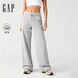 盖璞（GAP）女装秋季款花体刺绣logo抓绒宽松经典阔腿裤长裤卫裤793848