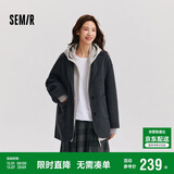 森马（Semir）外套女中长款西装领通勤宽松2024冬含羊毛双面呢夹克109724108021