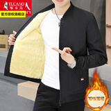 啄木鸟外套男秋冬季潮流宽松休闲男士夹克加绒加厚棒球棉服秋冬男装衣服 四粒扣黑色 2XL 建议125-145斤