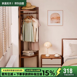 家逸转角衣帽架落地衣架实木挂衣服卧室创意转角挂衣架床头墙角置物架