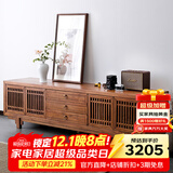 溪木工坊 新中式电视柜实木简约地柜老榆木禅意视听柜小户型轻奢客厅家具 2米归藏电视柜