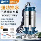 臣源潜水泵220V家用水井水抽水泵不锈钢农用小型污水泵灌溉浇菜高扬程 370W/1寸清水泵+10米线+10米水带