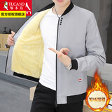 啄木鸟外套男秋冬季潮流宽松休闲男士夹克加绒加厚棒球棉服秋冬男装衣服 四粒扣灰色 2XL 建议125-145斤