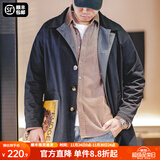 马登工装撞色巴尔玛肯风衣男美式休闲宽松中长款男士大衣全天候外套秋 藏青色 【潮流上衣/高级感痞帅】 XL