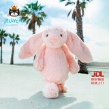Jellycat害羞粉色邦尼兔动物毛绒玩偶安抚公仔娃娃圣诞节生日礼物 粉红色 H31 X W12 CM