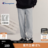 Champion冠军卫裤男秋季新款美式束脚长裤抽绳运动校园舒适加绒裤子女 浅灰色 L