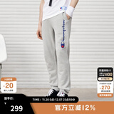Champion春秋新款经典基础草写LOGO抽绳收脚运动休闲卫裤冠军长裤男 浅灰色 M